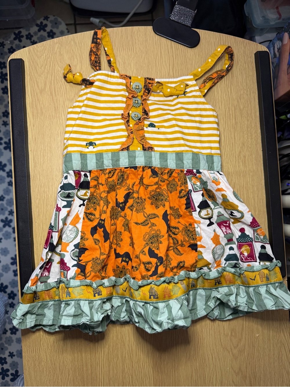 Matilda Jane Halloween Top Patchwork Retro Pinafore Dress Girls 4 Cotton
